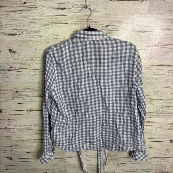 Beach Lunch Lounge Collection Top plaid blue white size medium - Picture 7 of 7